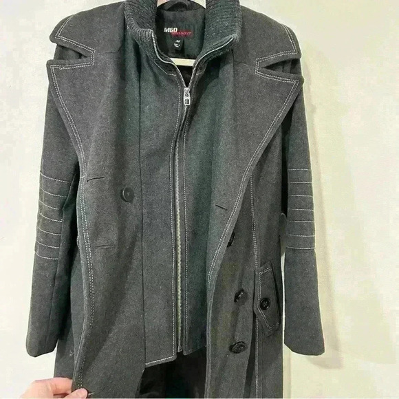 Miss Sixty Wool Blend Button Front Dark Grey Peacoat Women’s Size Medium - Picture 5 of 7